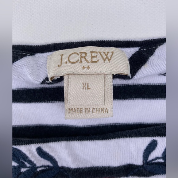 J. Crew Floral Embroidered Striped Bell Sleeve Cotton Top - Picture 7 of 10